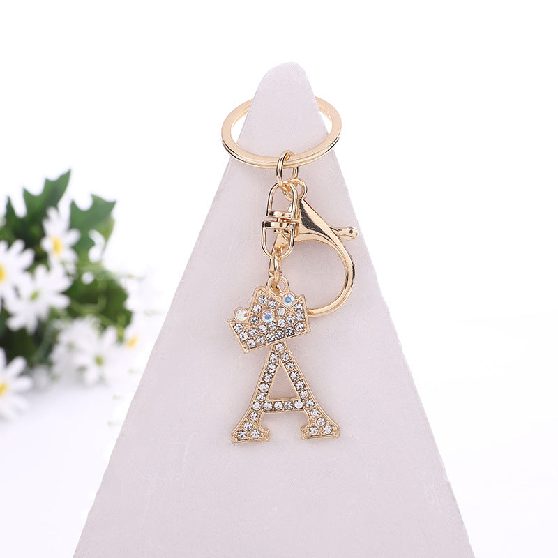 Wholesale Zinc Alloy Alphabet Rhinestone Keychain